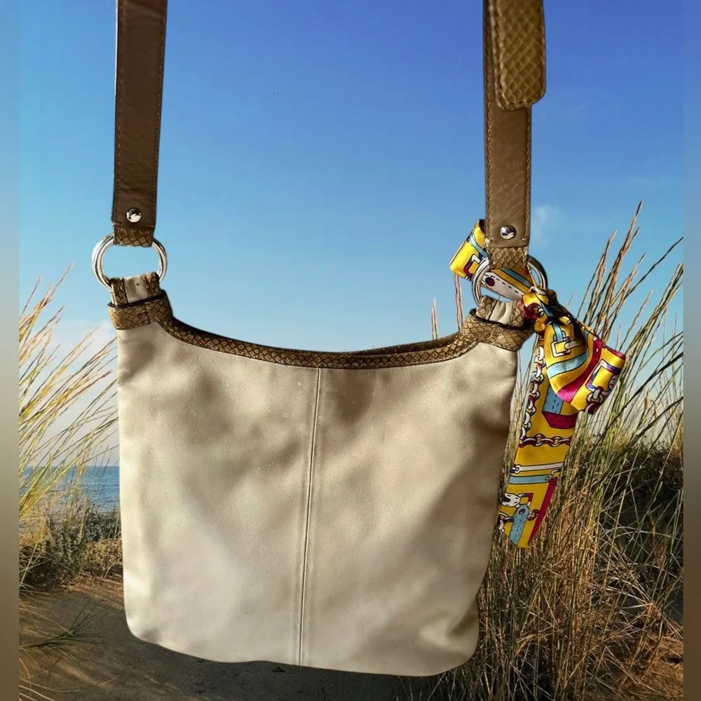 COACH Penelope Crossbody Bag in Sandstone with Snakeskin Trim